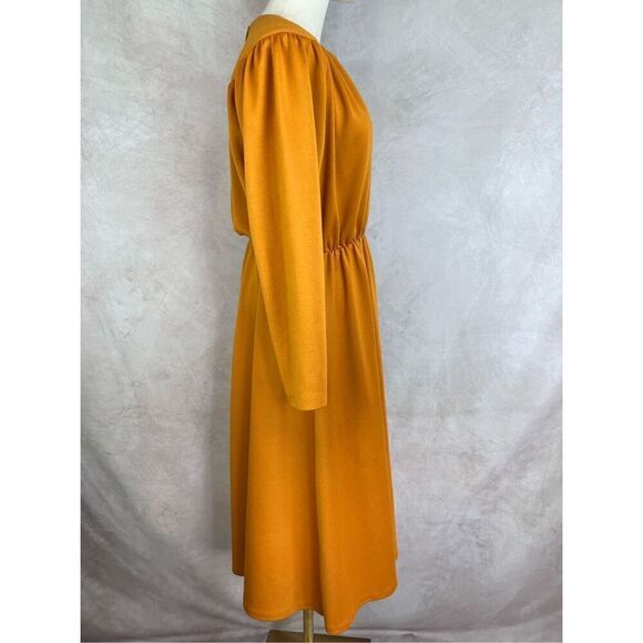 Vintage 80s Orange Midi Dress - Picture 5 of 9